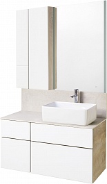 Акватон Мебель для ванной Мишель 100 с гранитной столешницей дуб эндгрейн/белый – фотография-1